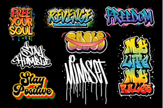 do awesome graffiti text, tags, t shirts, and logo design
