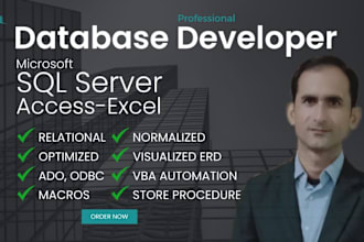 create rdbms erd, in sql server, access, excel with vba