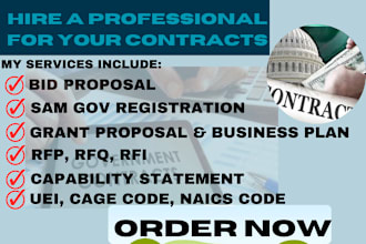 a winning bid proposal for rfp, rfq, rfi, government contracts, business plans