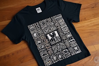 make a linocut tshirt design for brands