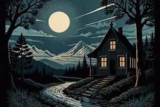 create awesome linocut illustration or linocut imitation