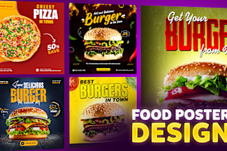 design creative social media food menu, posters or flyer design