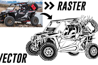 draw car or vehicle into vector line art or black and white