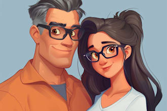 make cartoon disney couple, family portrait