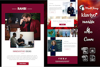 design professional email marketing template, newsletter for mailchimp, klaviyo