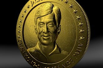 sculpt printable coin 3dmodel, bas relief medallion