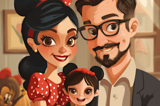 make your couple into lovely disney cartoon portrait