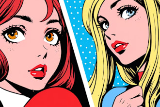 draw a retro pop art roy lichtenstein style