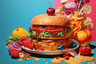 drawing food pop art for you