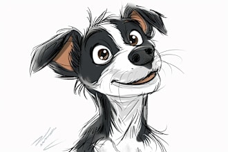 draw pet portrait into cartoon disney