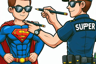 draw you into superhero comic cartoon character