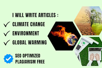 write climate change, sustainability and global warming articles