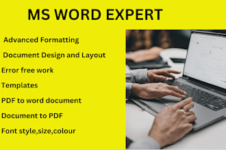 do any work in ms word , advance ms word expert