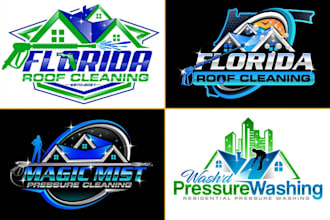 design clean house, power washing, cleaning logo in 8 hours