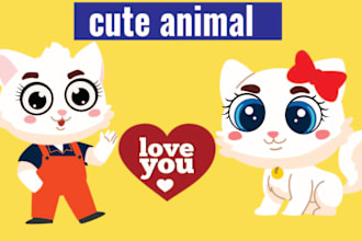 draw cute cartoon character and  animal cartoon logo