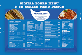 create a TV screen menu and a digital board menu