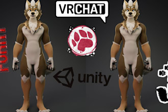 create vrchat avatar, 3d model, furry vr chat outfits, vrc character, avi, unty