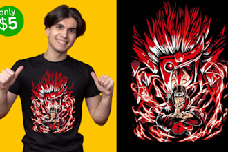 create awesome anime illustration for tshirt design