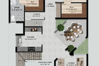 provide expert 2d photoshop rendering and 2d floor plan services