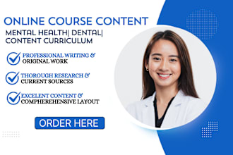 do medical online course content, mental health, fitness, nutrition ebook writer