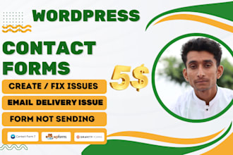 create or fix wordpress contact form 7, gravity, ninja, wpform for your website