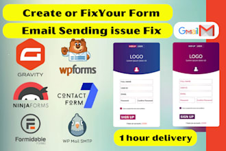 create or fix wordpress contact form 7, gravity, ninja, wpform for your website