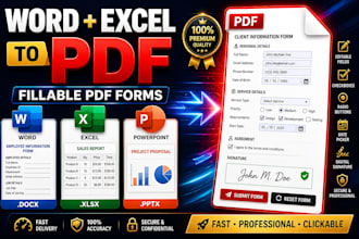 create professional fillable PDF forms or convert word and excel to PDF