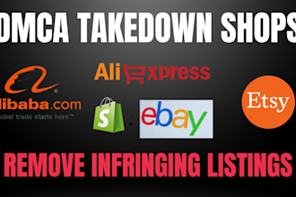 remove your copyright products ebay,shopyfy,amazone,etsy,and bing under dmca