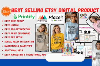 design etsy shop digital products with etsy shop setup, etsy listing, etsy SEO