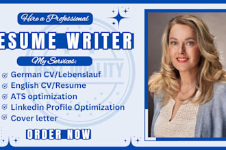 write ats optimized german CV lebenslauf, and cover letter, linkedin profile