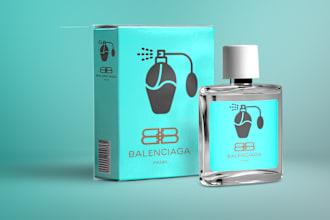 design luxury perfume label and bottle and packaging box