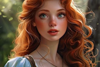 draw you a beautiful portrait in disney cartoon style