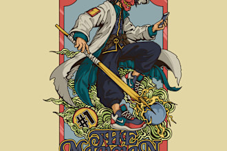 draw tarot card with unique casual anime style