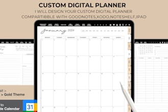 design digital planner custom planner hyperlinked planner esty digital products