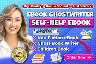 ghostwrite 30k words self help ebook, ebook writer, romance book, children book