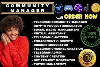 be your telegram or discord community manager crypto project moderator