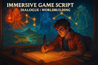 write immersive game script character dialogue and worldbuilding