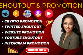 shoutout, promote crypto, website share link to 100m yt twitter ig UK, USA users