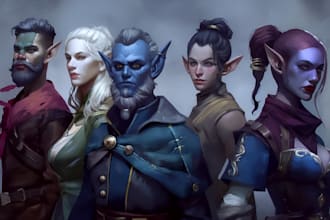 paint concept art of fantasy and dnd characters