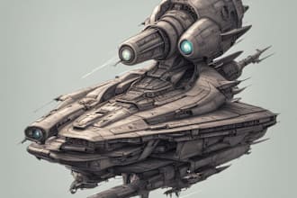 design spaceship, sci fi illustration