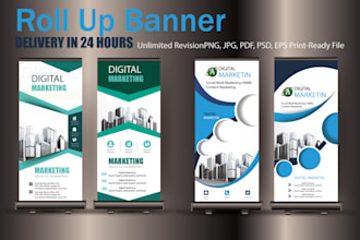 do outstanding roll up banner design with in 24 hours