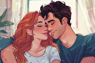 draw you cute disney couple portrait