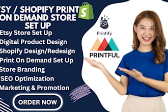redesign shopify etsy shop etsy SEO set up shopify etsy print on demand