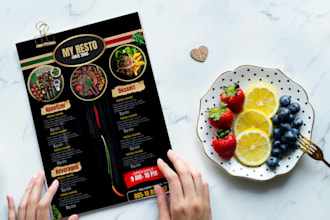 design professional food menu, restaurant menu or price list