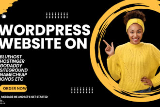 wordpress website on bluehost, ionos, hostinger, godaddy, siteground, hostgator