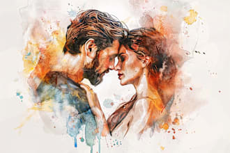 draw a watercolor couple portrait