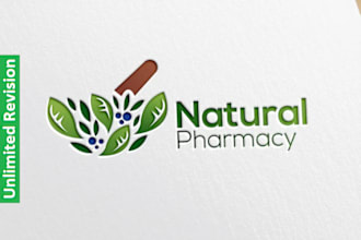 design a modern natural pharmacy healthcare logo
