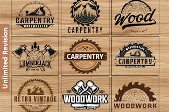do professional wood carpentry and woodwork logo design