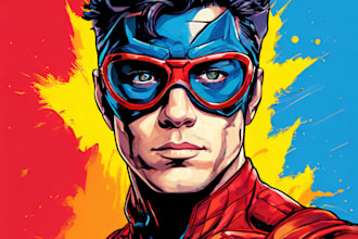 draw custom superhero pop art portrait