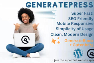 design fast and responsive generatepress modern website with generateblocks pro